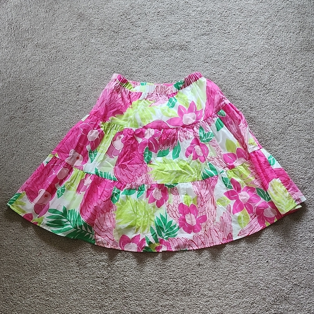 Lilly Pulitzer Pink and Green Tiered Skater Skirt